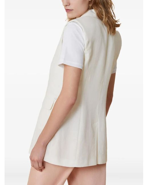 Pennyblack Natural Double-Breasted Sleeveless Vest