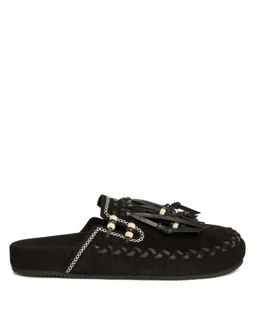 Alanui Black The Journey Suede Mules for men