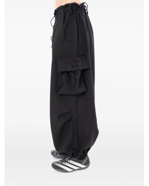 Y-3 Blue Pantalon Cargo À Logo Imprimé Et Lien De Resserrage
