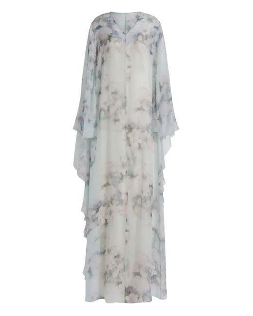 Alberta Ferretti フローラル ケープマキシドレス Gray