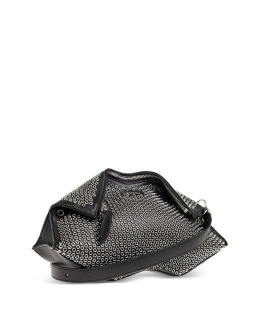 McQueen Black Manta Studded Zip Clutch Bag