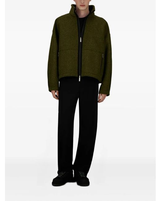 Herno Green High-Neck Zip-Front Jacket for men