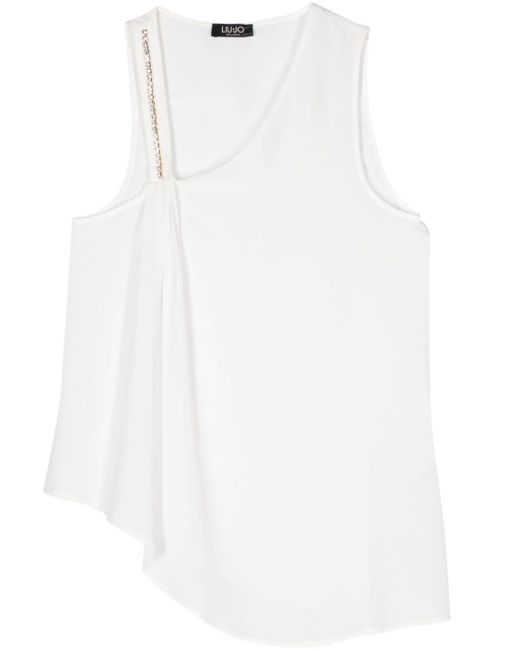 Blusa sin mangas con detalles de cristal Liu Jo de color White