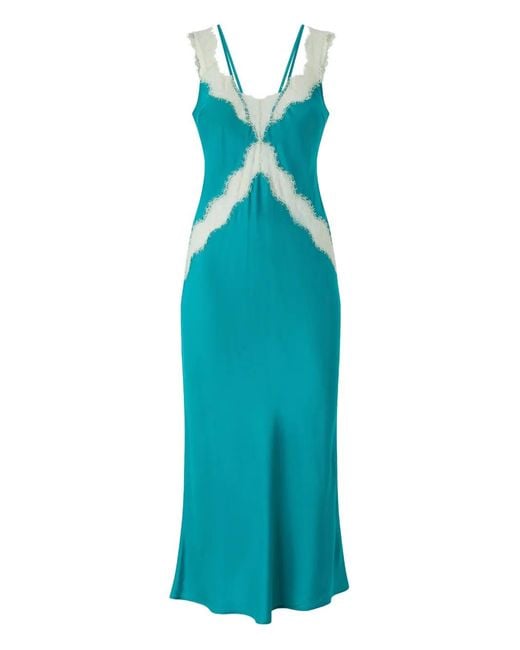 Pinko Blue Lace-Detail Sleeveless Dress