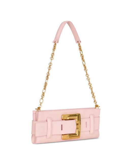 Balmain Pink Anthem Smooth Leather Clutch