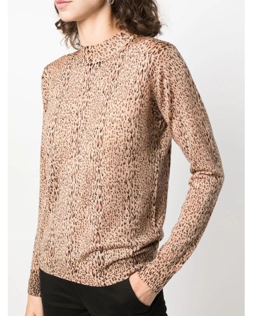 Twinset Brown Leopard-Print Fine-Knit Jumper