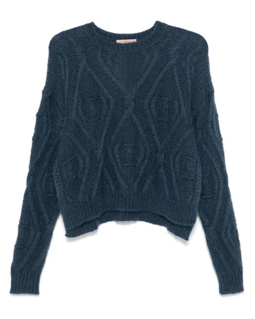 Twinset Blue Logo-Embossed Sweater