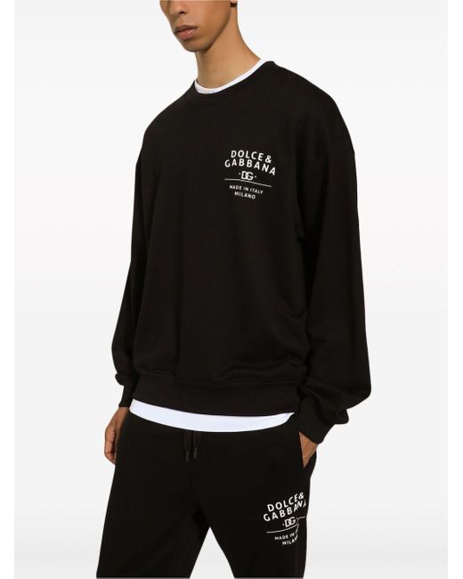 Dolce & Gabbana Black Logo-print Cotton Sweatshirt for men