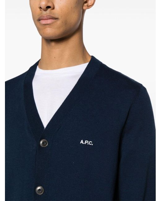 A.P.C. Katoenen Vest Met V-hals in het Blue voor heren