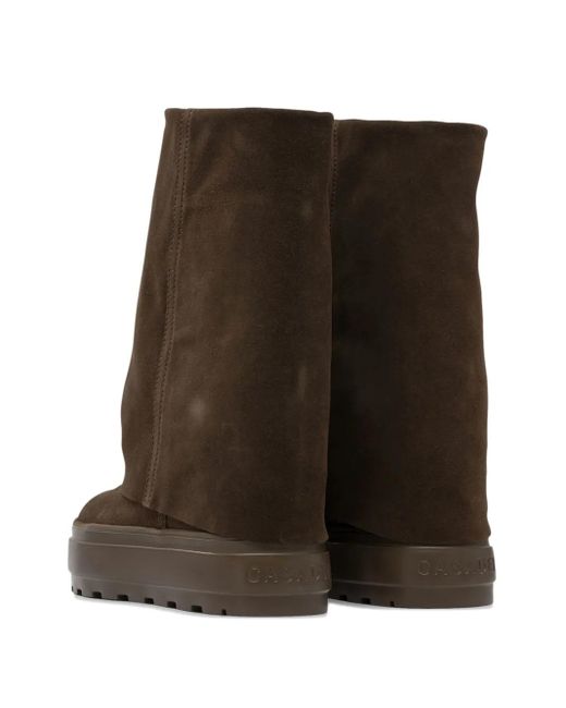 Casadei Brown Folded Platform Ankle Boots