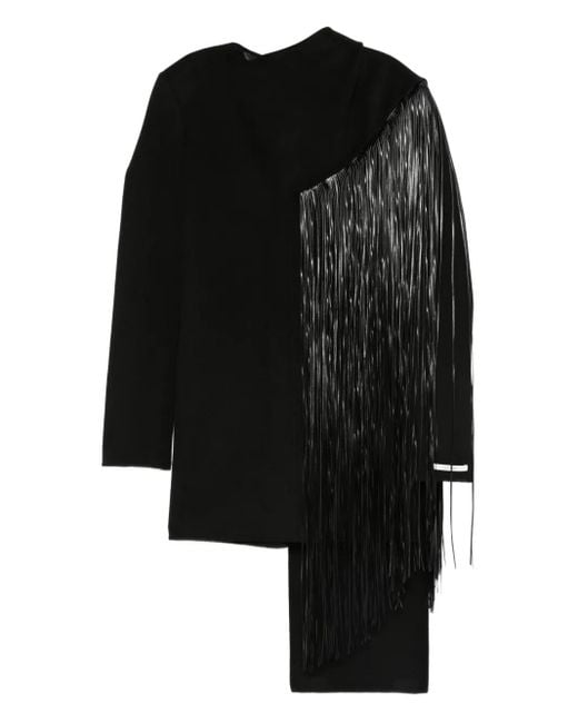 Sportmax Black Fringed-Detail Panelled Dress