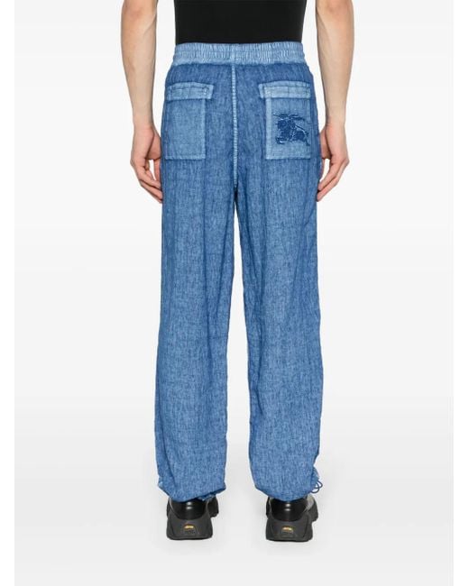 メンズ Burberry リネン ストレートパンツ Blue