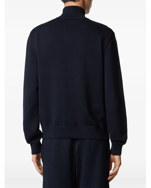 Versace Blue Cashmere-Cotton Knit Zip Sweater for men