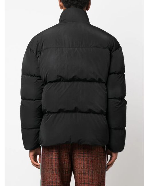 Palm Angels Black Logo-embroidered Padded Jacket for men