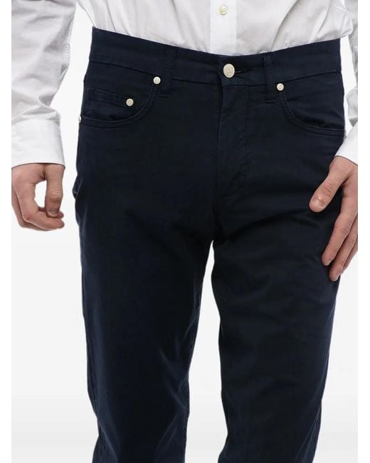 Corneliani Blue Suede-Patch Chino Trousers for men