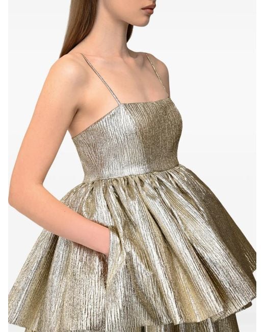 Anouki Natural Metallic Tiered Maxi Dress