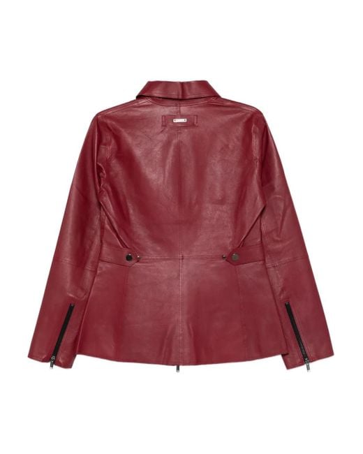 Iceberg Red Zip Leather Jacket