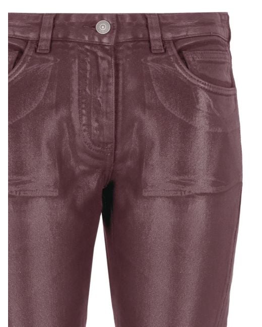 Laneus Purple Metallic-Effect Trousers