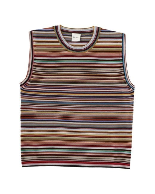 Paul Smith Brown Striped Merino-Wool Sweater