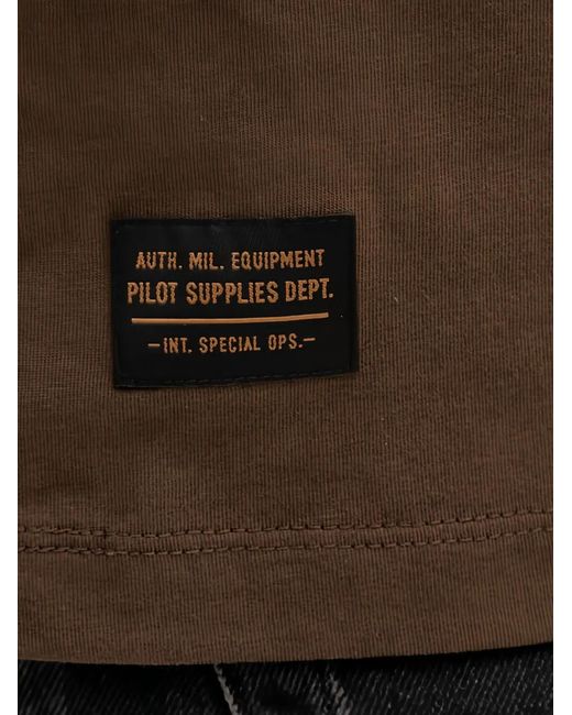 Aeronautica Militare Brown Chest Print T-Shirt for men
