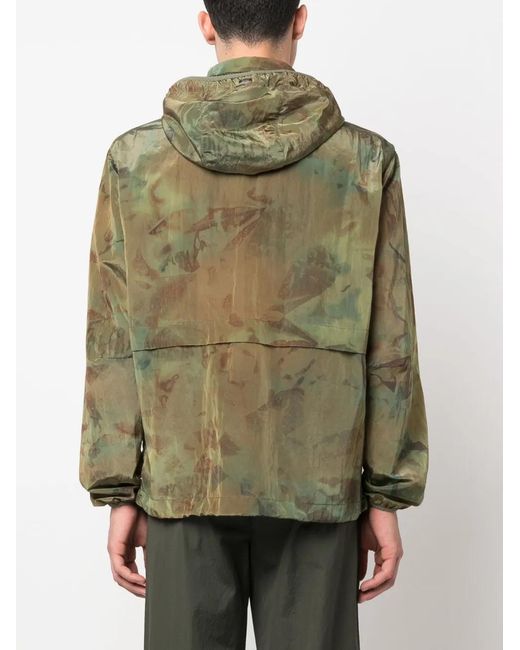 Herno Green Camouflage-Pattern Hooded Bomber Jacket for men