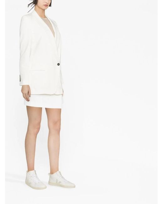 Brunello Cucinelli Blazer Met Puntige Revers in het White