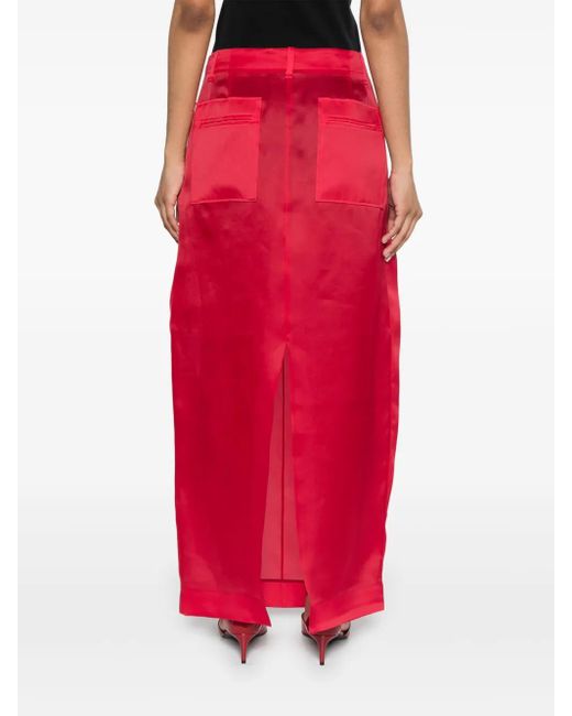 Khaite Red Roter High-Waist-Rock Mit Taschen