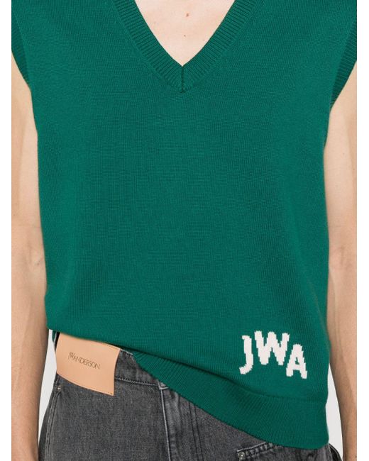 J.W. Anderson Green Logo-Intarsia Vest for men