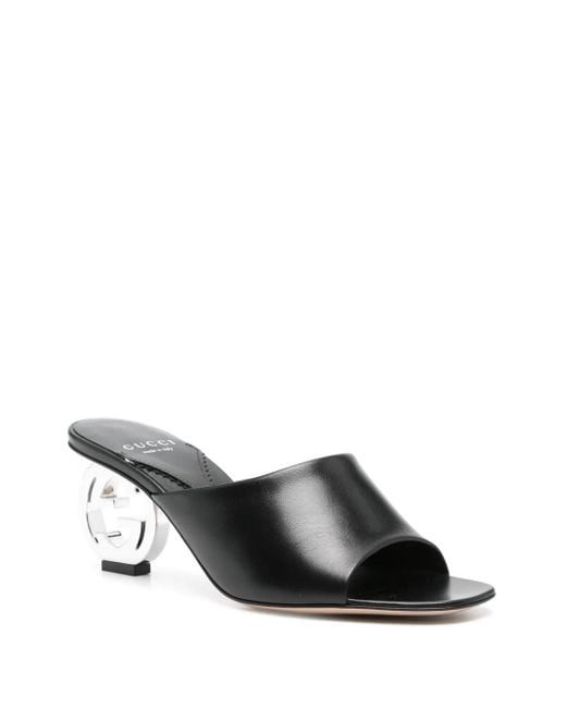 Gucci Black Interlocking G Leather Sandal