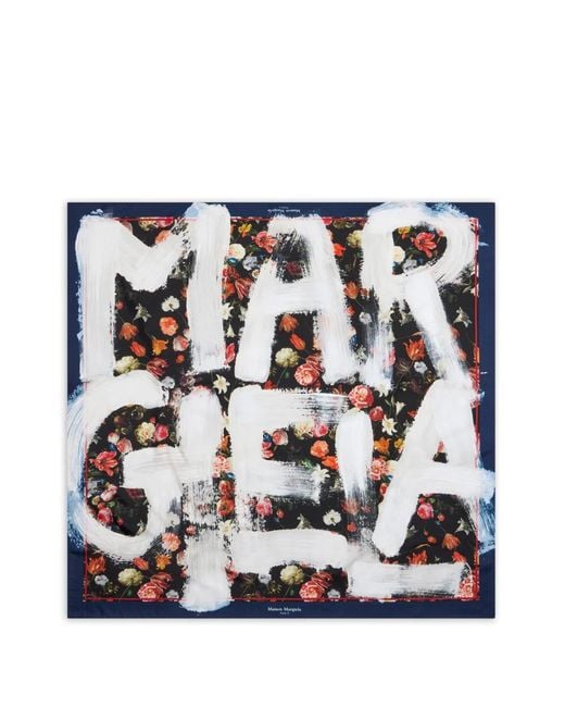 Maison Margiela White Printed Silk Scarf