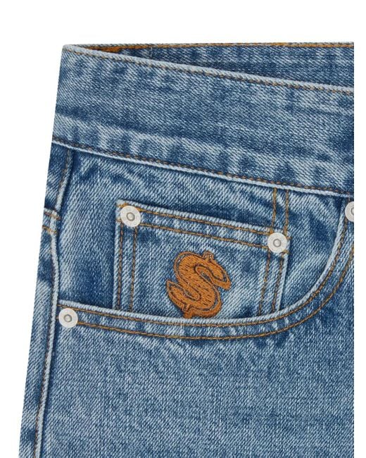BBCICECREAM Blue Embroidered-Pocket Jeans for men