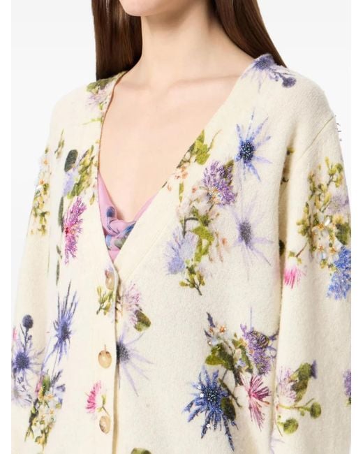 Cardigan À Fleurs En Perles Blumarine en coloris Natural