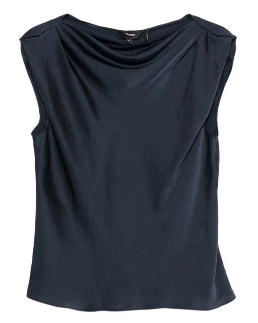 Theory カウルネック ノースリーブトップ Blue