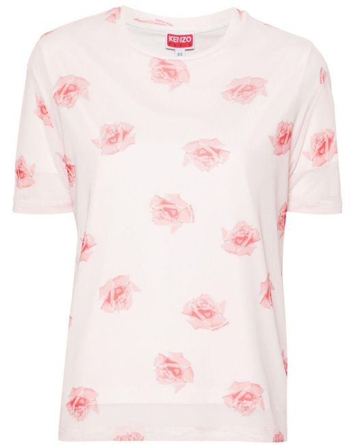 KENZO Pink Blumen-T-Shirt im Layering-Look