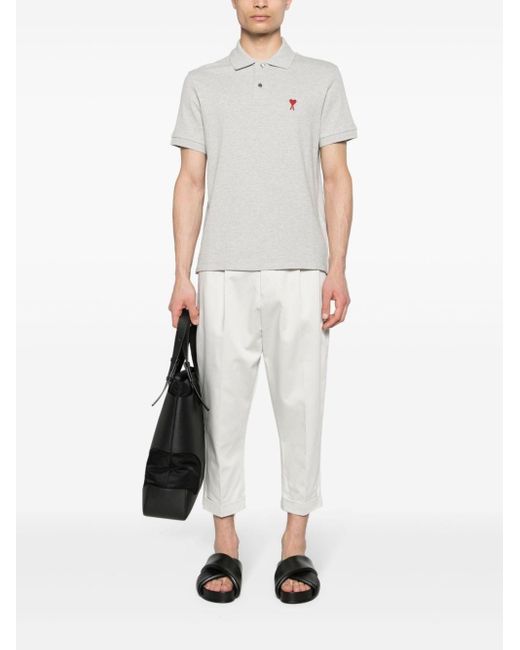 AMI White Tapered-leg Cotton Trousers for men