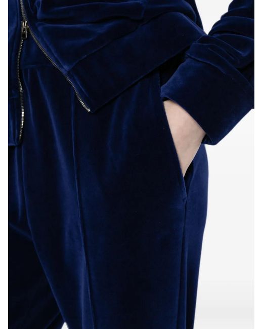 Tom Ford Blue Velour Tonal Tf Embroidered Joggers