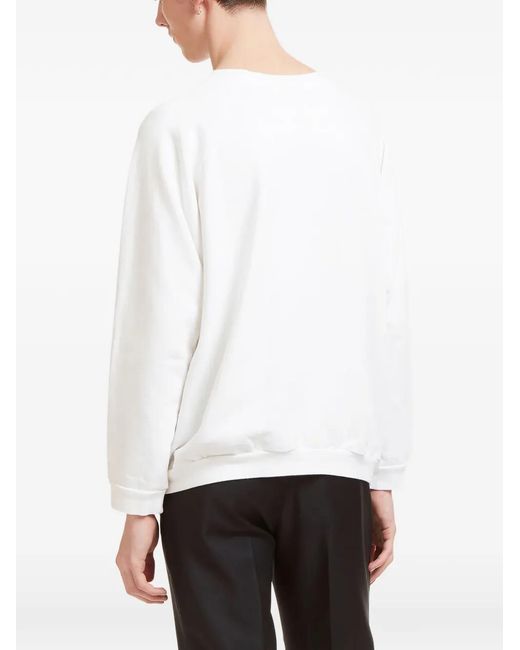 Aiezen White Crew-Neck Raglan-Sleeve Sweatshirt for men