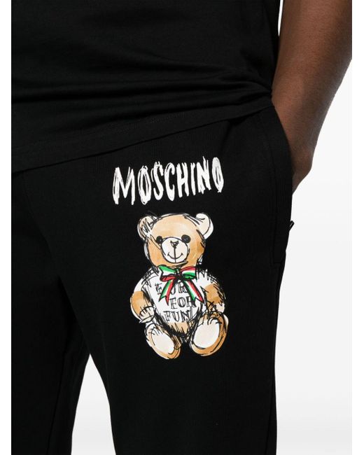 Moschino Black Teddy Bear-print Tapered Track Pants for men