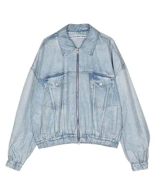 Alexander Wang Blue Zip-Up Denim Jacket
