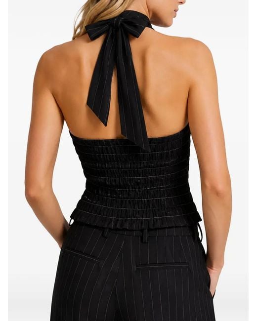 Hamza Black Kimi Striped Halterneck Vest