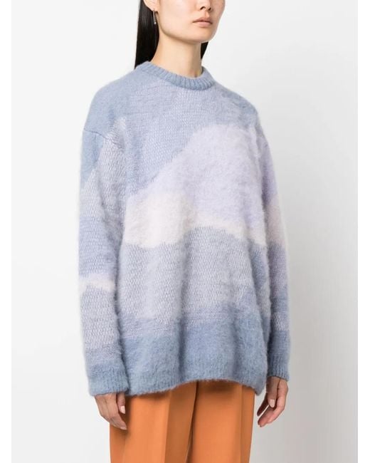 Rodebjer Blue Eclipse Patterned Intarsia-Knit Jumper