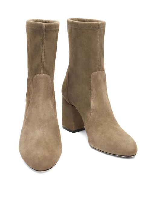 Stuart Weitzman Brown 85Mm Essencialist Stretch Suede Ankle Boots