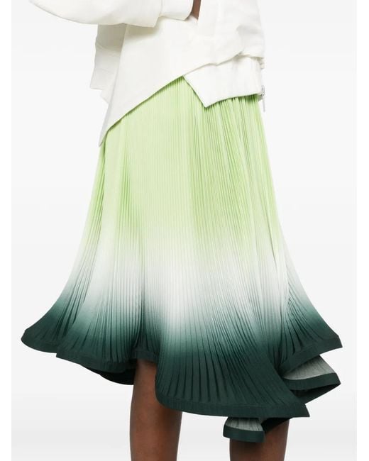 ROWEN ROSE Green Degradé-Effect Pleated Skirt
