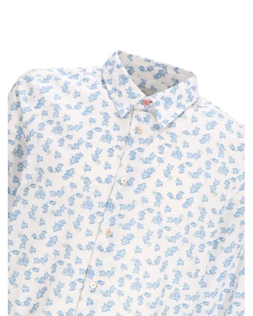 Paul Smith White Floral-Print Shirt for men