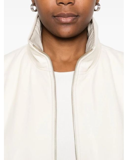 Arma White Zip-Front Quilted Jacket