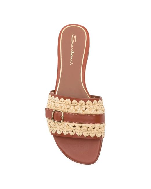 Santoni Pink Open-Toe Flat Sandals