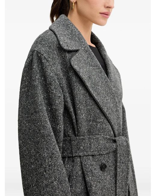 Iceberg Gray Belted Double-Breasted Coat
