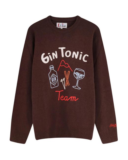 Mc2 Saint Barth Purple Logo-Embroidered Long-Sleeved Sweater for men