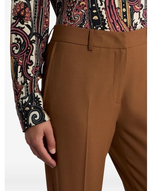 Etro Brown Belt-Loops Trousers
