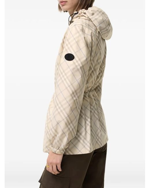 Burberry White Veste Légère À Carreaux